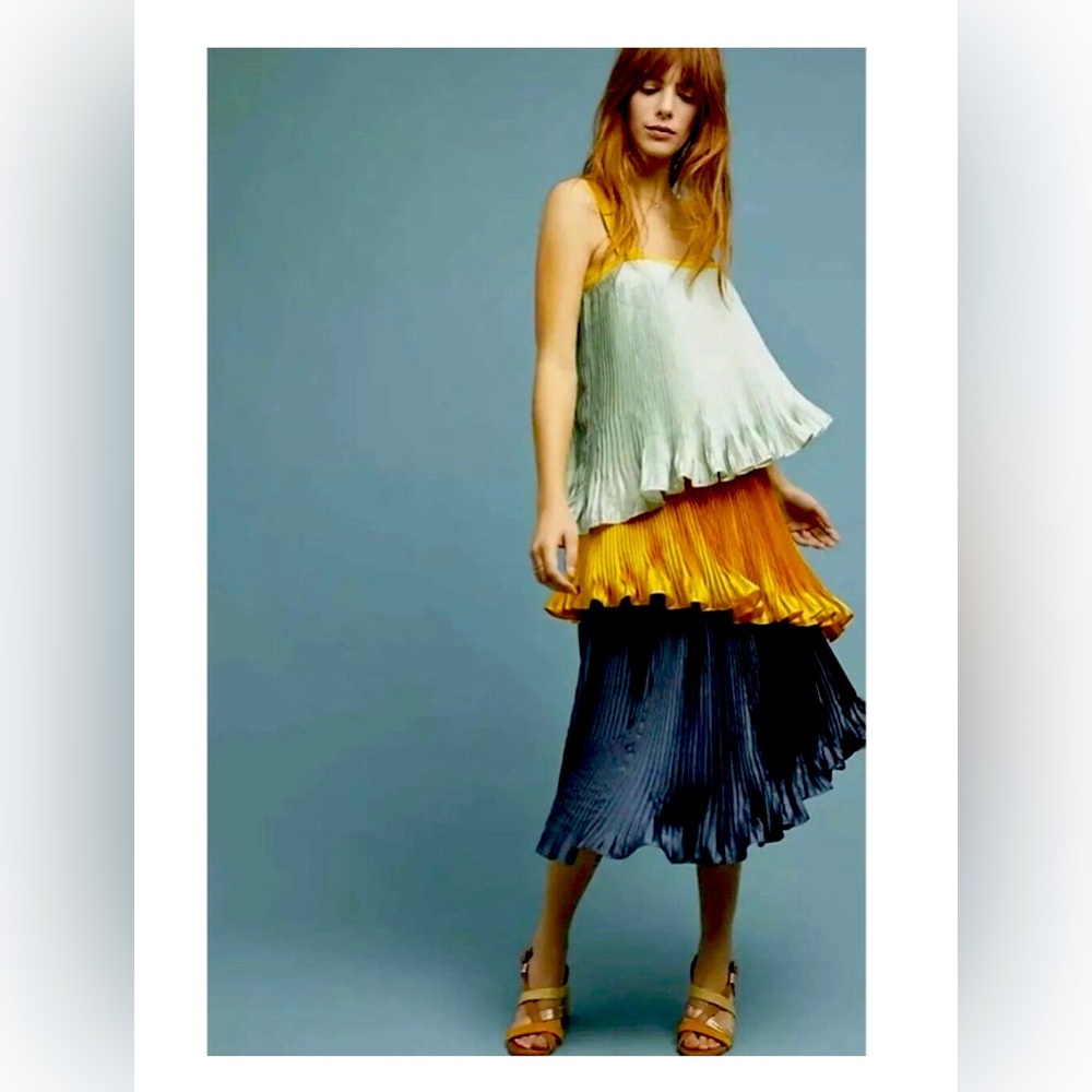 Anthropologie Guapa Pleated Colorblock Dress